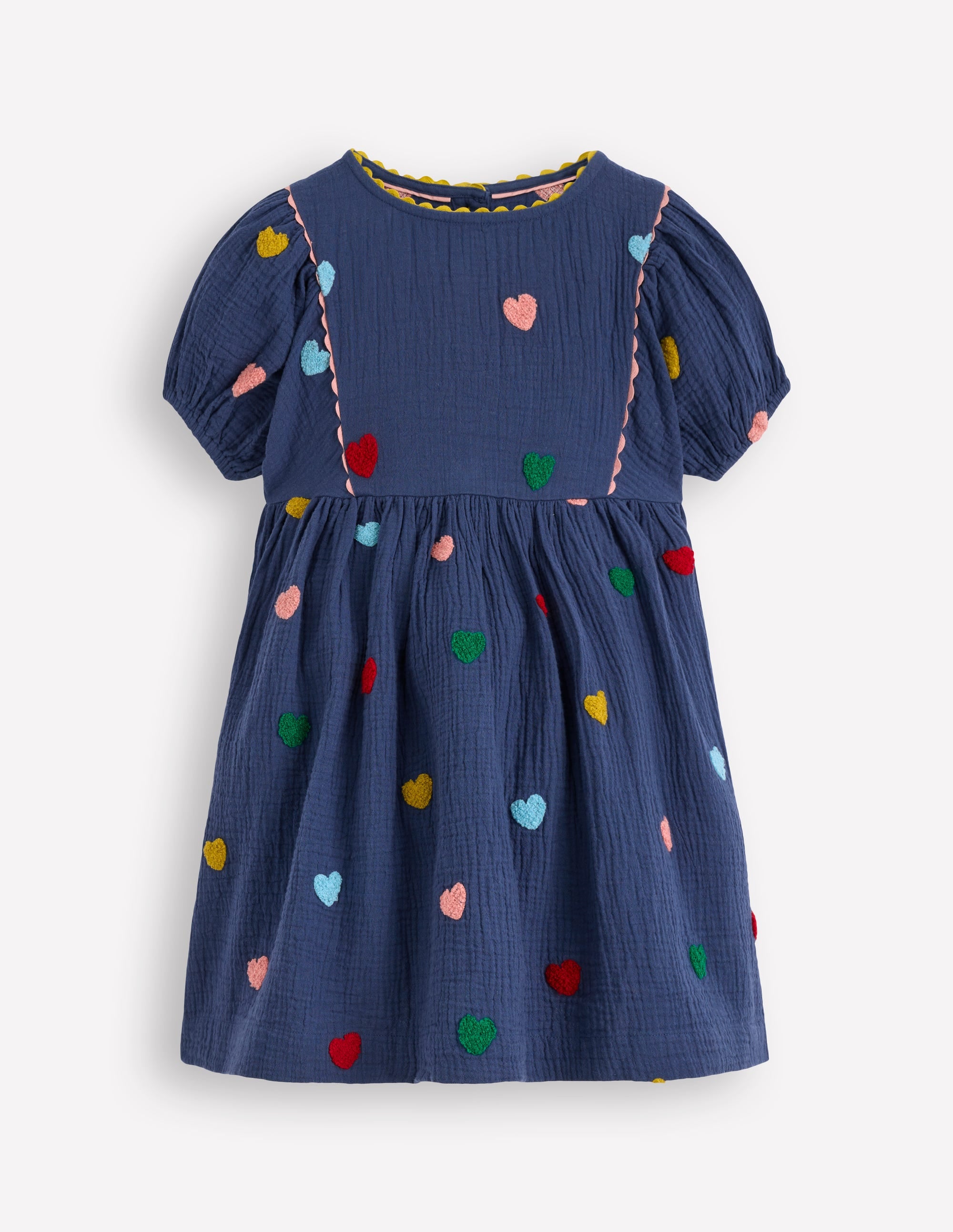 Doppeltuch-Kleid mit Puffärmeln-Steuerbordblau Herzen - Image 6