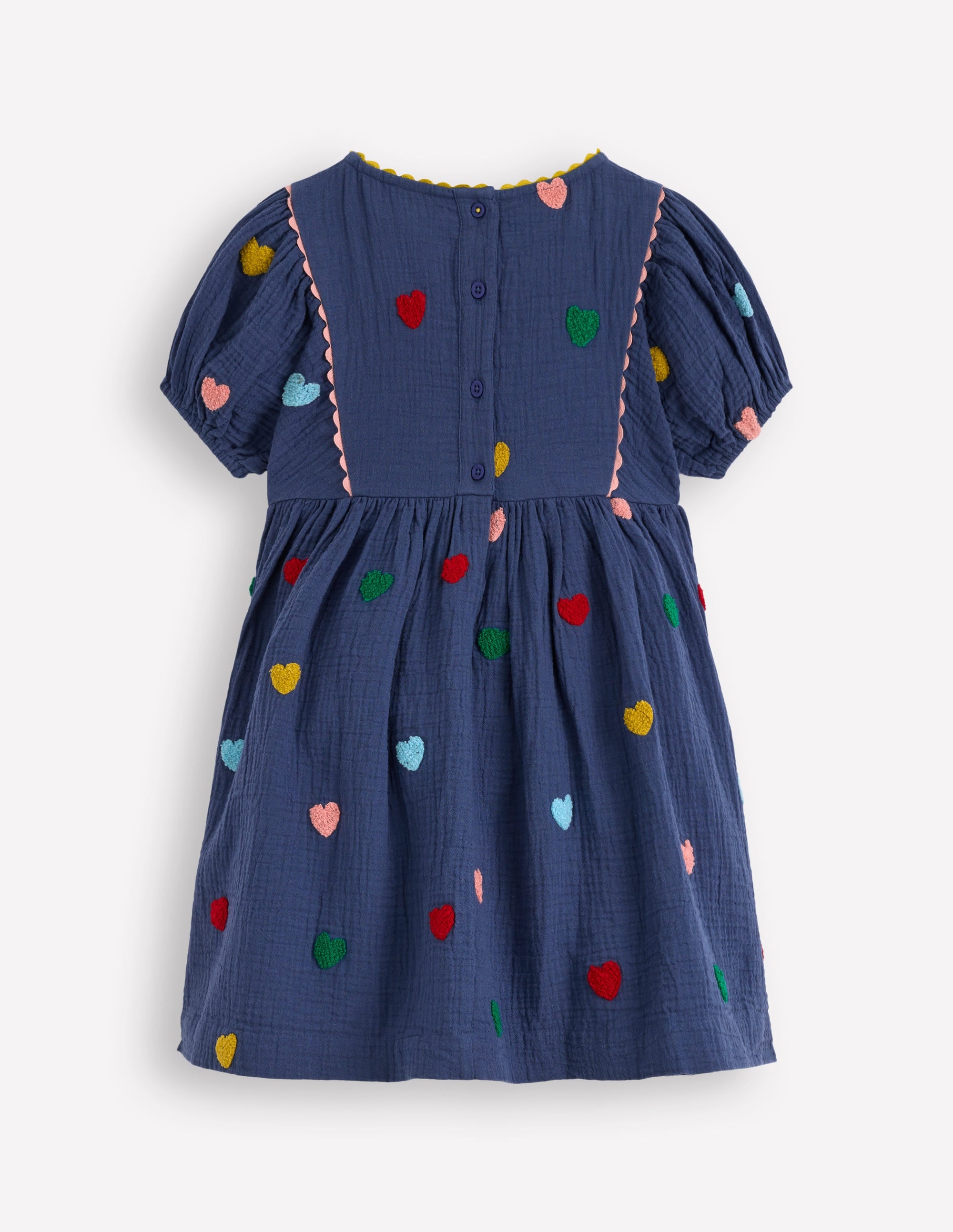 Doppeltuch-Kleid mit Puffärmeln-Steuerbordblau Herzen - Image 7