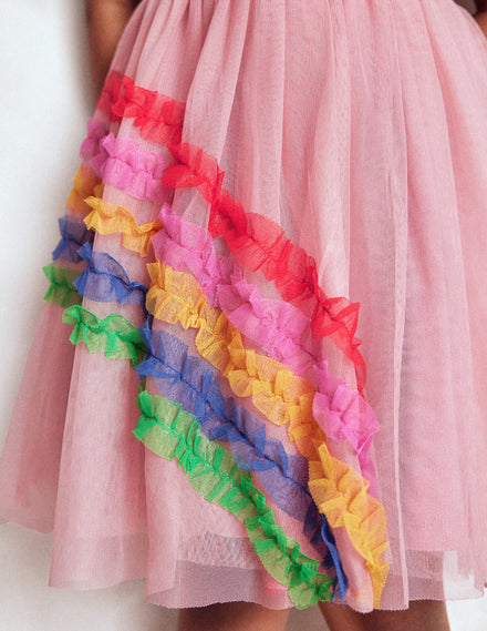 Neues Jersey-Tüllkleid mit Logo-Zephyr Regenbogen