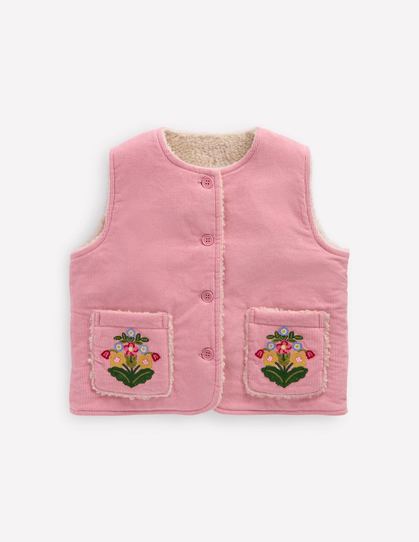 Veste sans manches en velours côtelé-Rose vintage