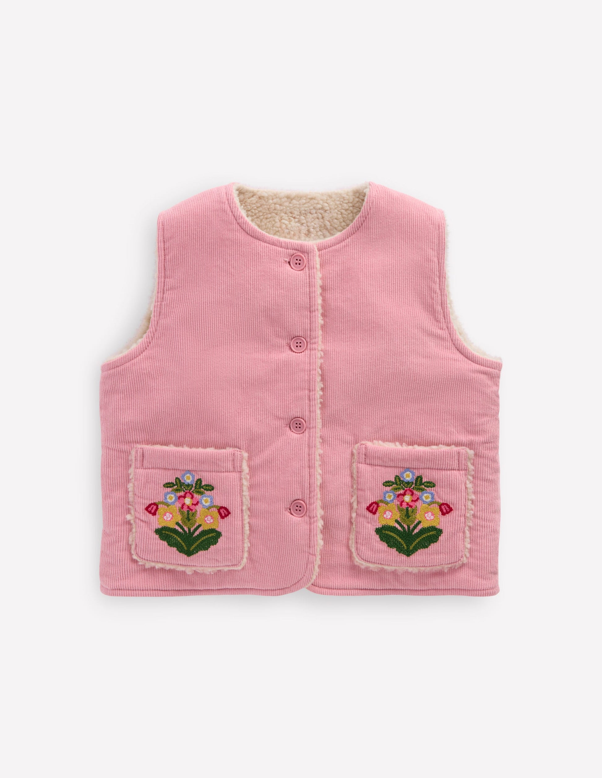 Veste sans manches en velours côtelé-Rose vintage-2