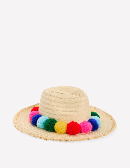 Chapeau de paille-Pompons multi