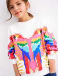 Lockeres Sweatshirt mit Druck-Bunt Papagei