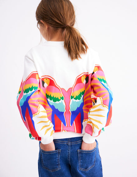 Lockeres Sweatshirt mit Druck-Bunt Papagei