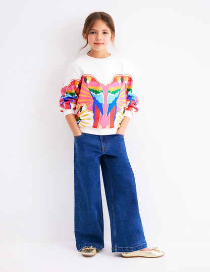 Lockeres Sweatshirt mit Druck-Bunt Papagei