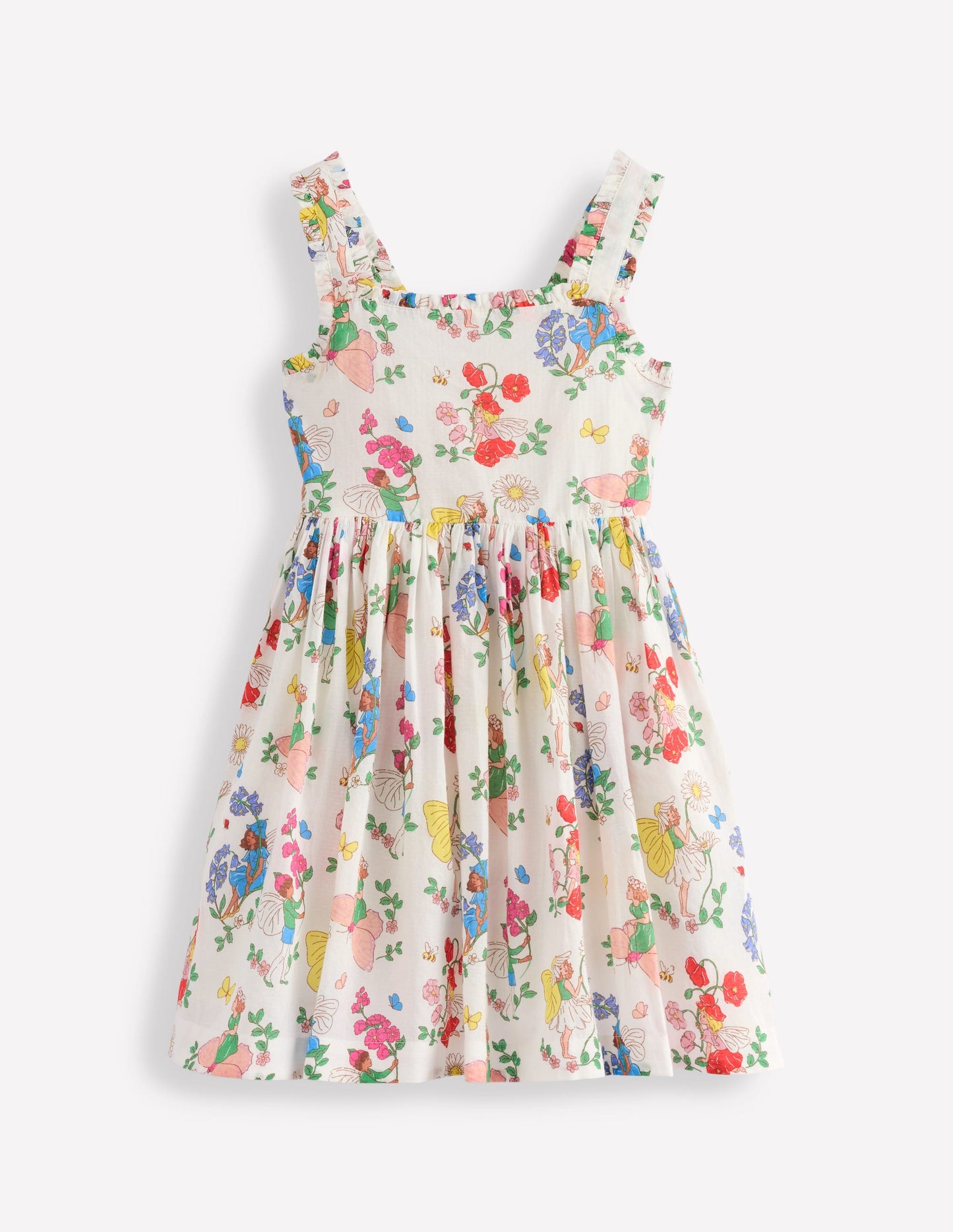 Luna Gewebtes Kleid mit Rüschenträgern-Bunt Blumenfee