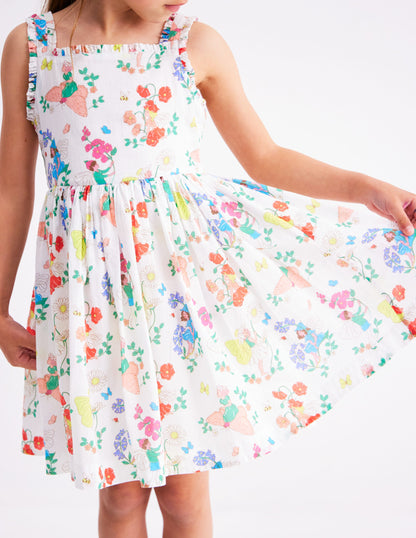 Luna Gewebtes Kleid mit Rüschenträgern-Bunt Blumenfee