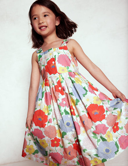 Remy Kleid mit durchgehender Knopfleiste-Bunt Sommergarten