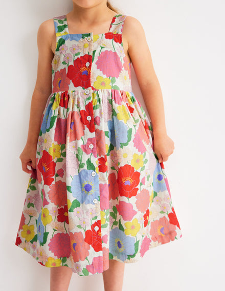 Remy Kleid mit durchgehender Knopfleiste-Bunt Sommergarten