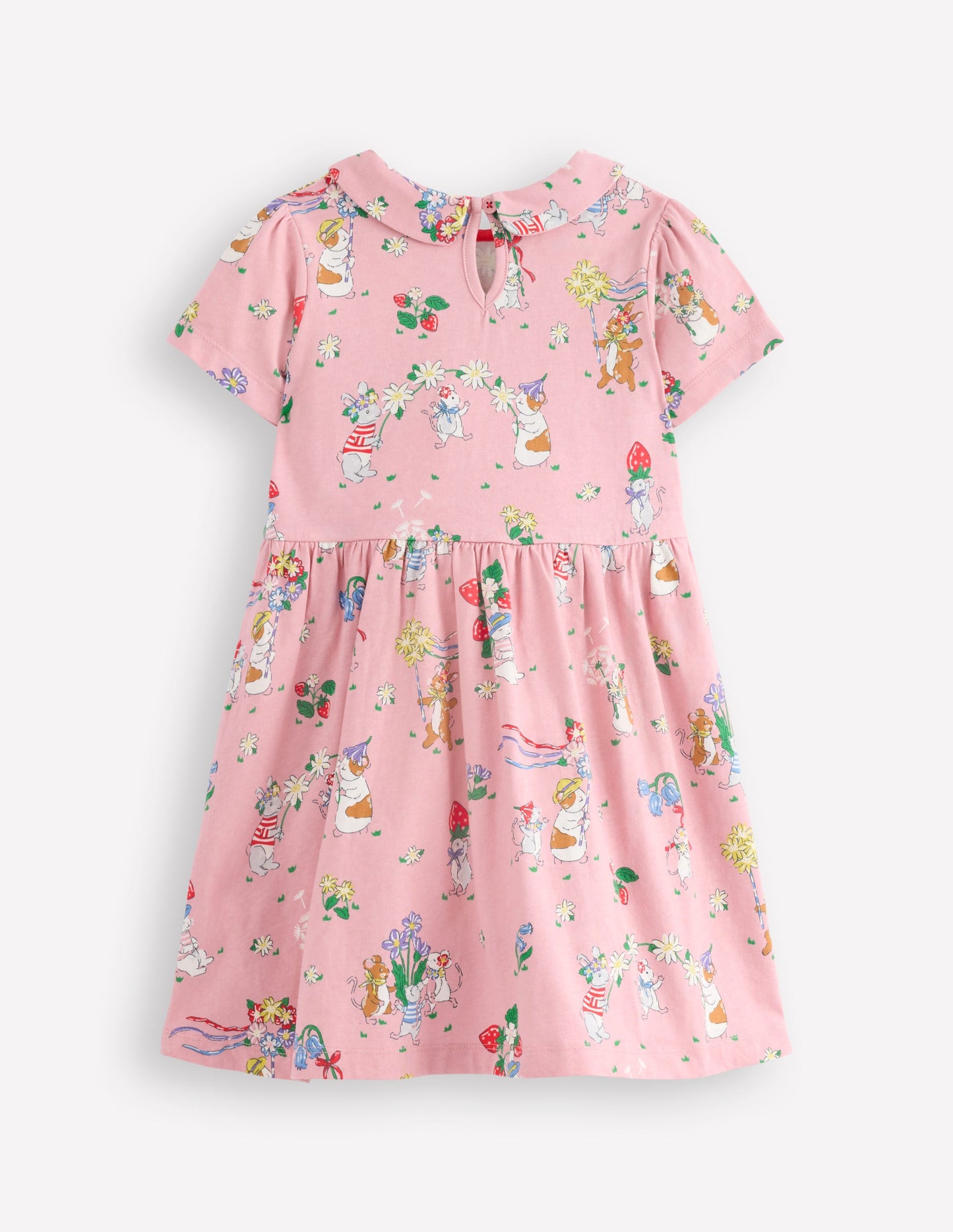 Peter Pan Collar Jersey Dress-Vintage Pink May Day