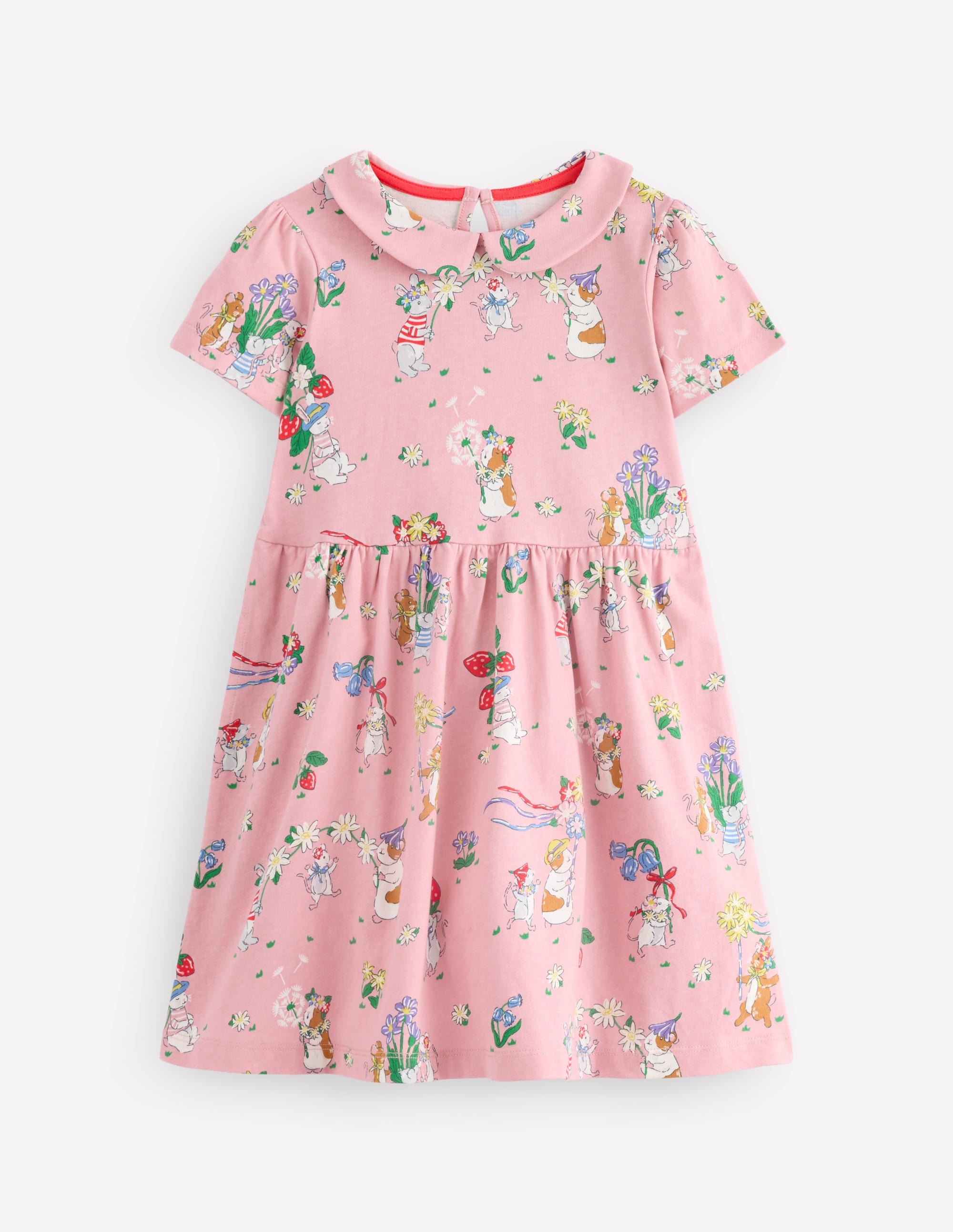 Robe col Claudine en jersey-Motif May Day rose vintage - Image 1