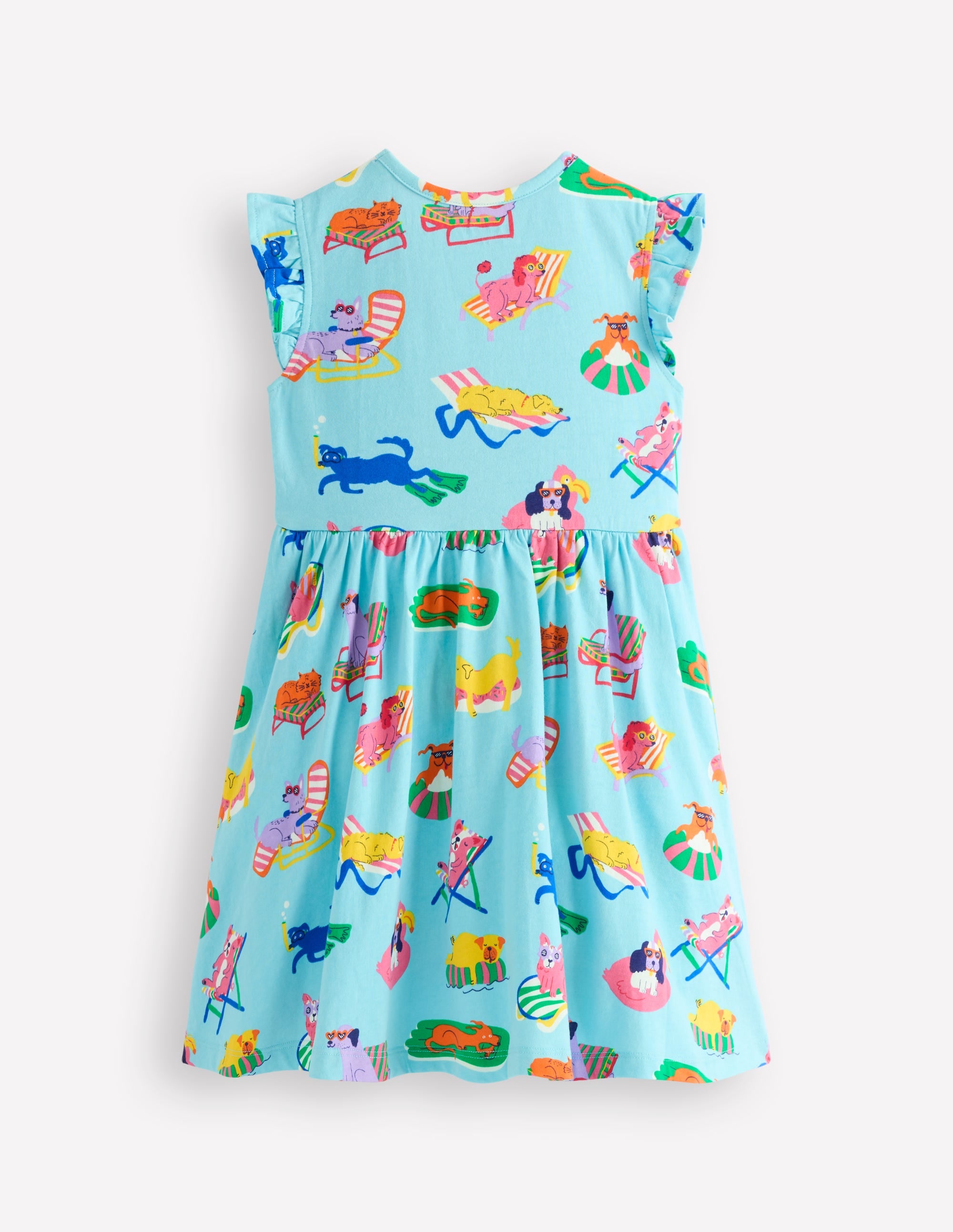 Robe Posie à manches volantées-Animaux au bord de la piscine plage de la Barbade - Image 5