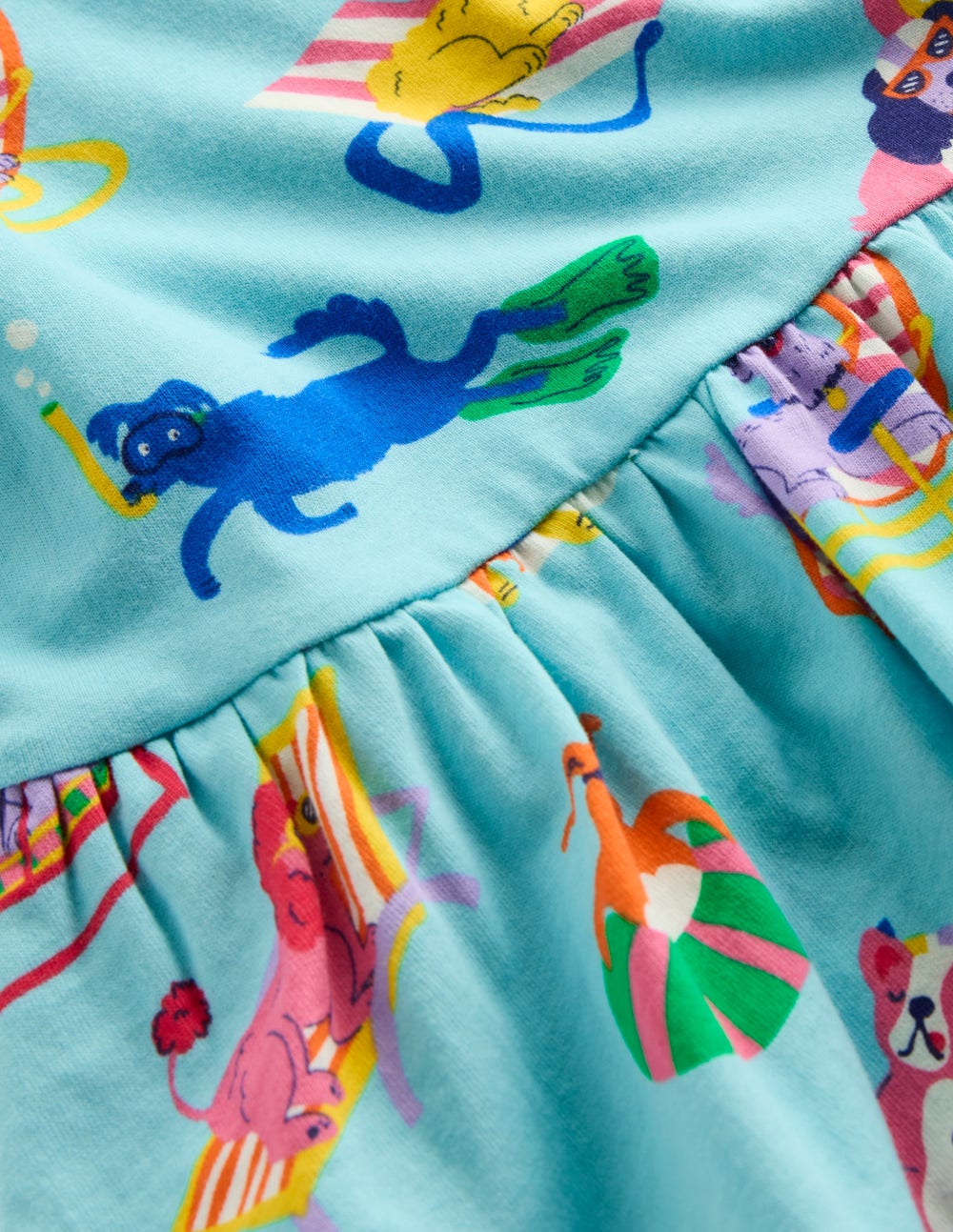 Robe Posie à manches volantées-Animaux au bord de la piscine plage de la Barbade - Image 6