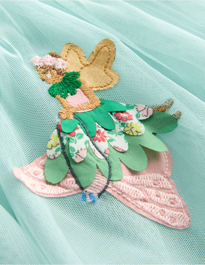Ami Tüllkleid mit Applikationen-Minzblau Blumenelfen