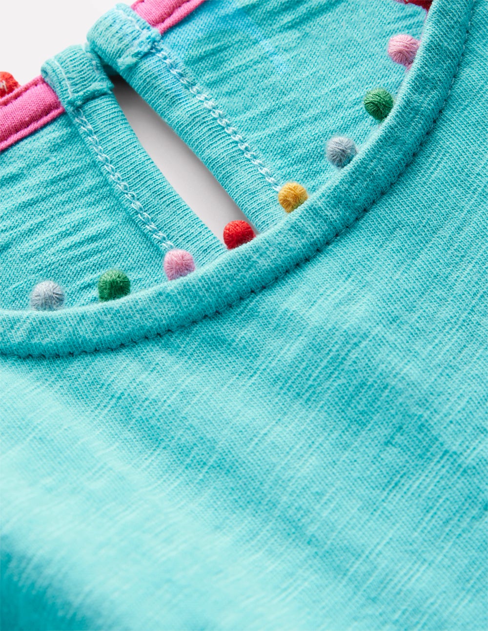 Robe en jersey Ali à pompons-Bleu Caraïbes - Image 3