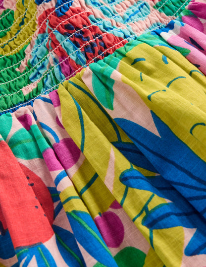 Luella Maxi-Sommerkleid mit Rüschen-Bunt, Tropische Früchte