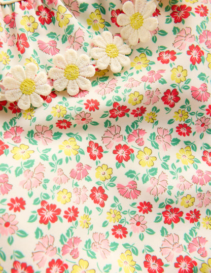 Lila Badeanzug mit einem Träger-Bunt Sommer Blumenbeet