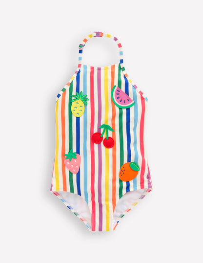 Ellery Badeanzug mit lustigem Logo-Regenbogen Streifen Obst