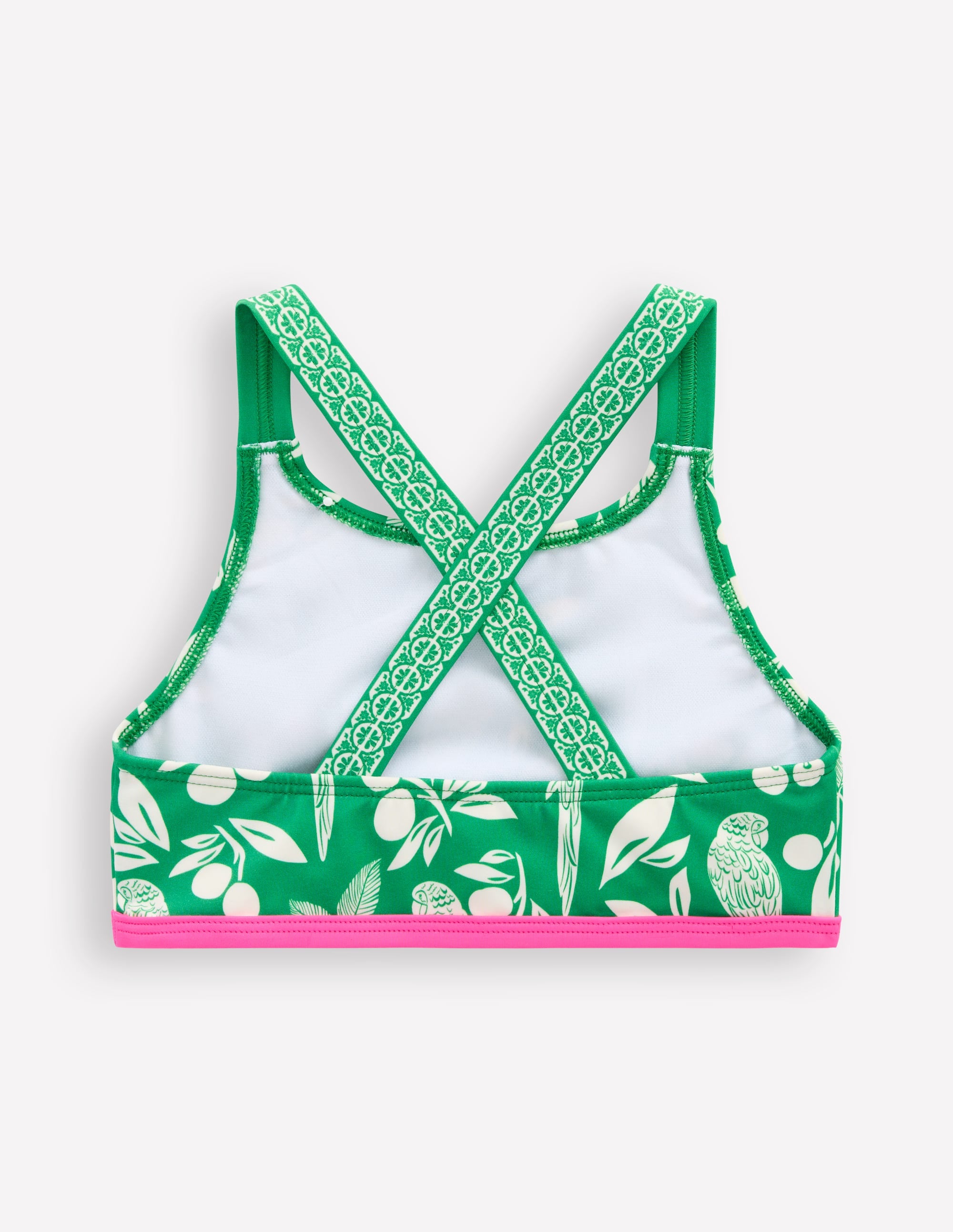 Bikinioberteil mit überkreuzter Rückseite-Smaragdgrün Papagei Palme - Image 2