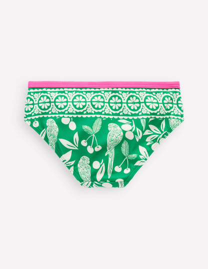 Gemusterte Bikinihose-Smaragdgrün Papagei Palme-2