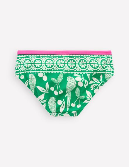 Gemusterte Bikinihose-Smaragdgrün Papagei Palme