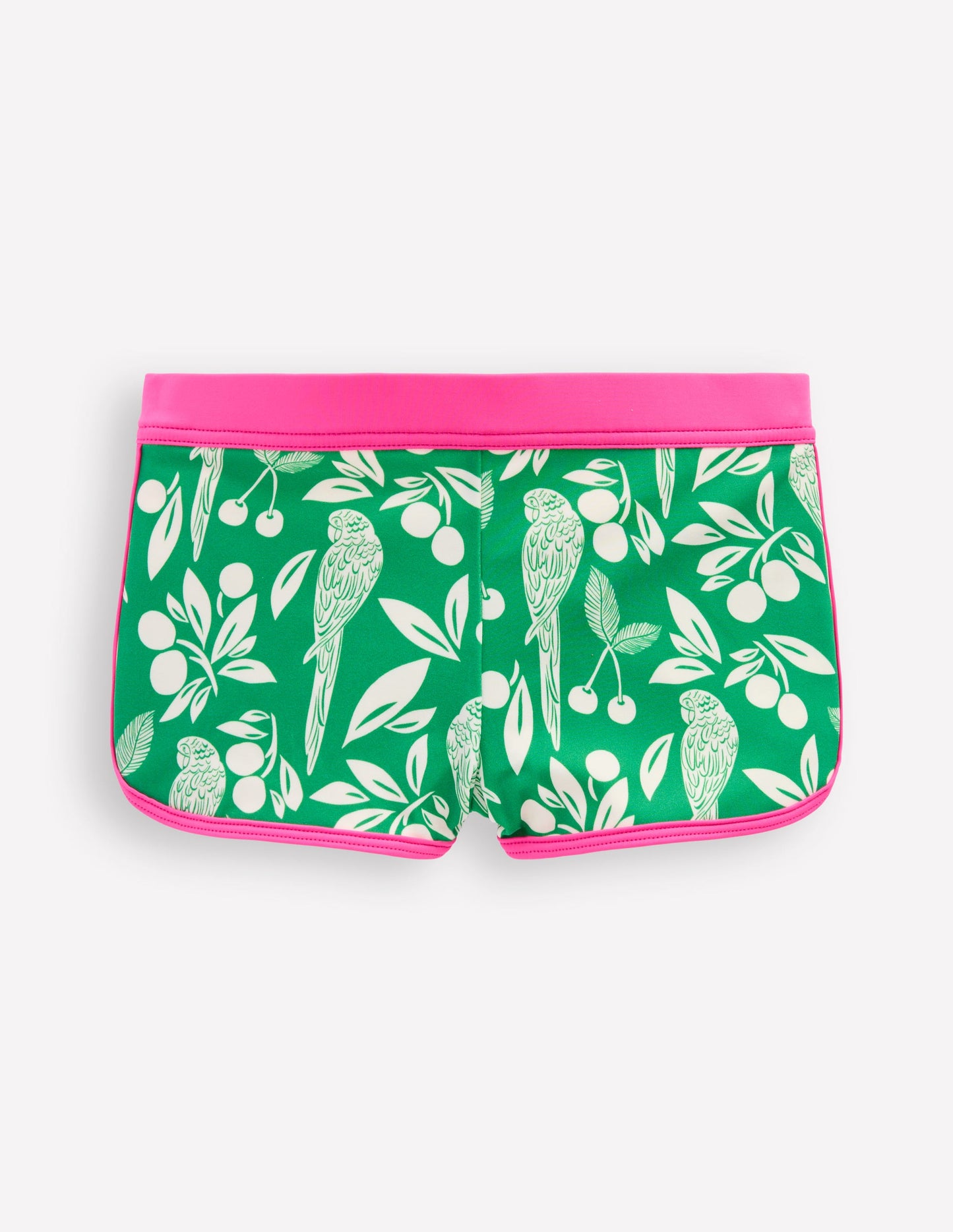 Gemusterte Badeshorts-Smaragdgrün Papagei Palme