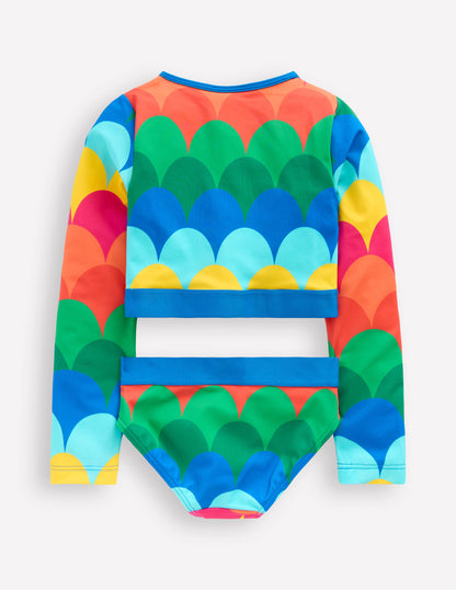 Kurzes Badeshirt-Set-Bunt Muscheln Streifen