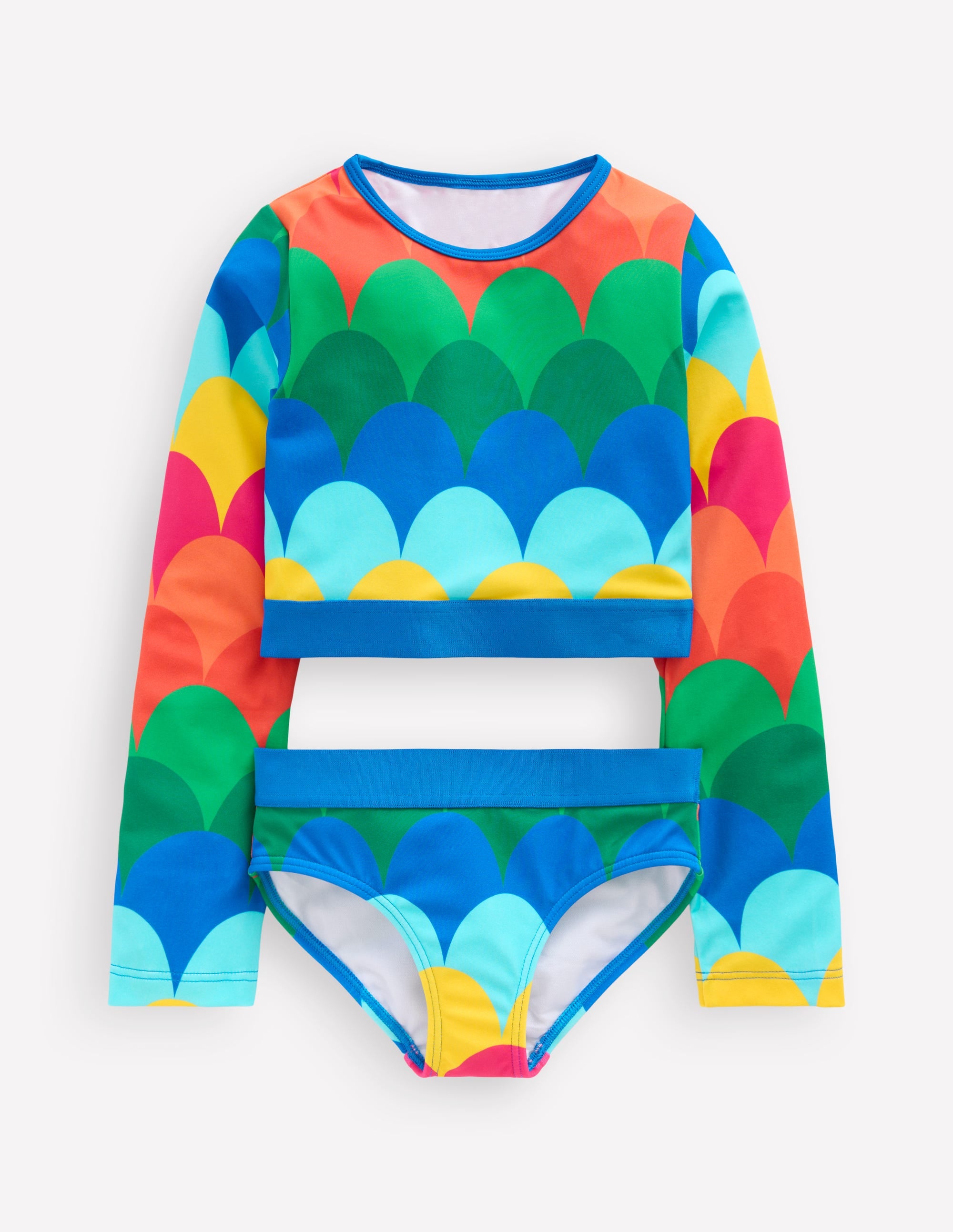 Kurzes Badeshirt-Set-Bunt Muscheln Streifen - Image 1