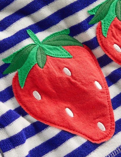 Mara Towelling Throw-On-Bright Blue Fruit Stripe