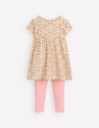 Ensemble avec tunique à manches courtes imprimée-Motif Summer Flowerbed multi-2