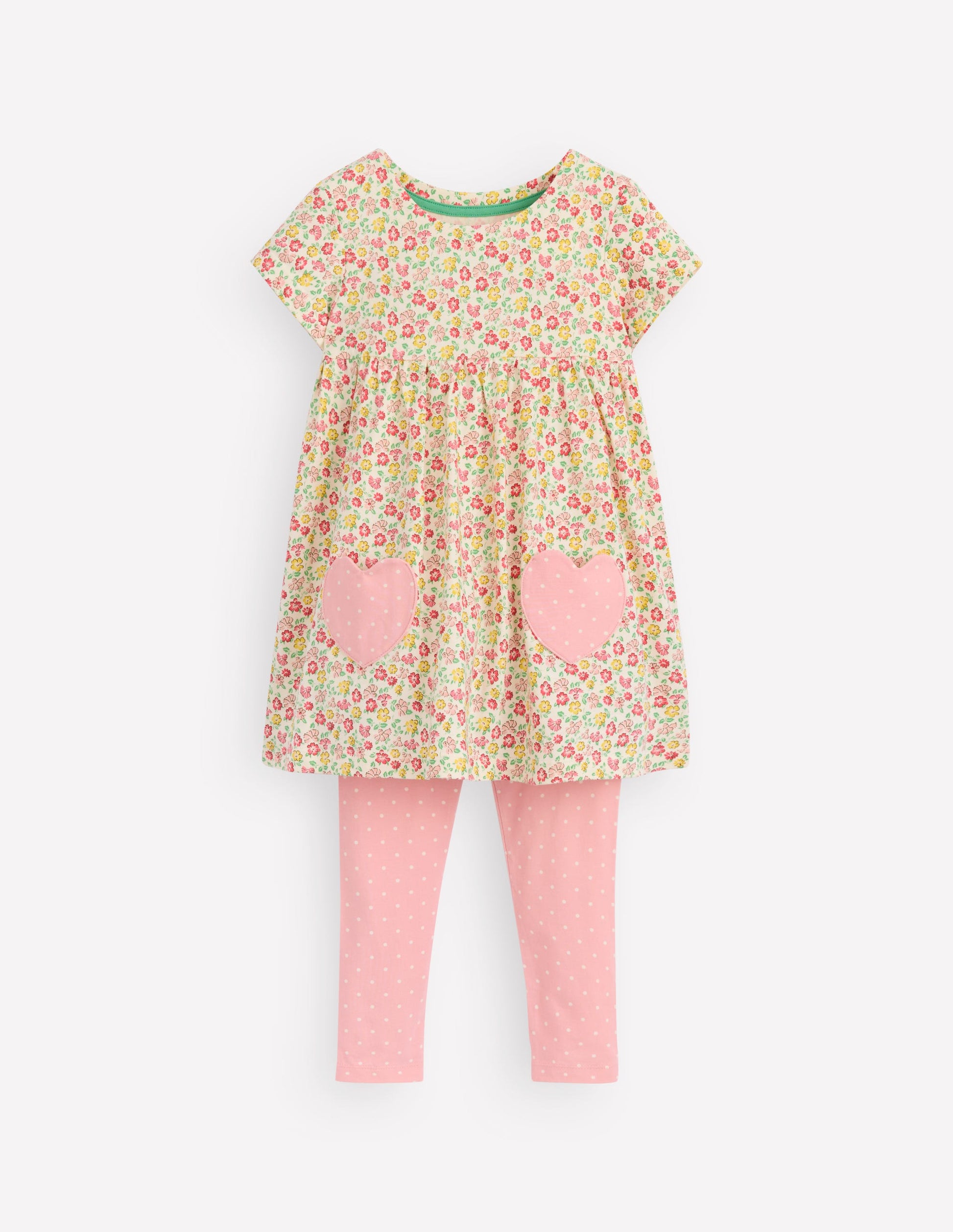Ensemble avec tunique à manches courtes imprimée-Motif Summer Flowerbed multi-1