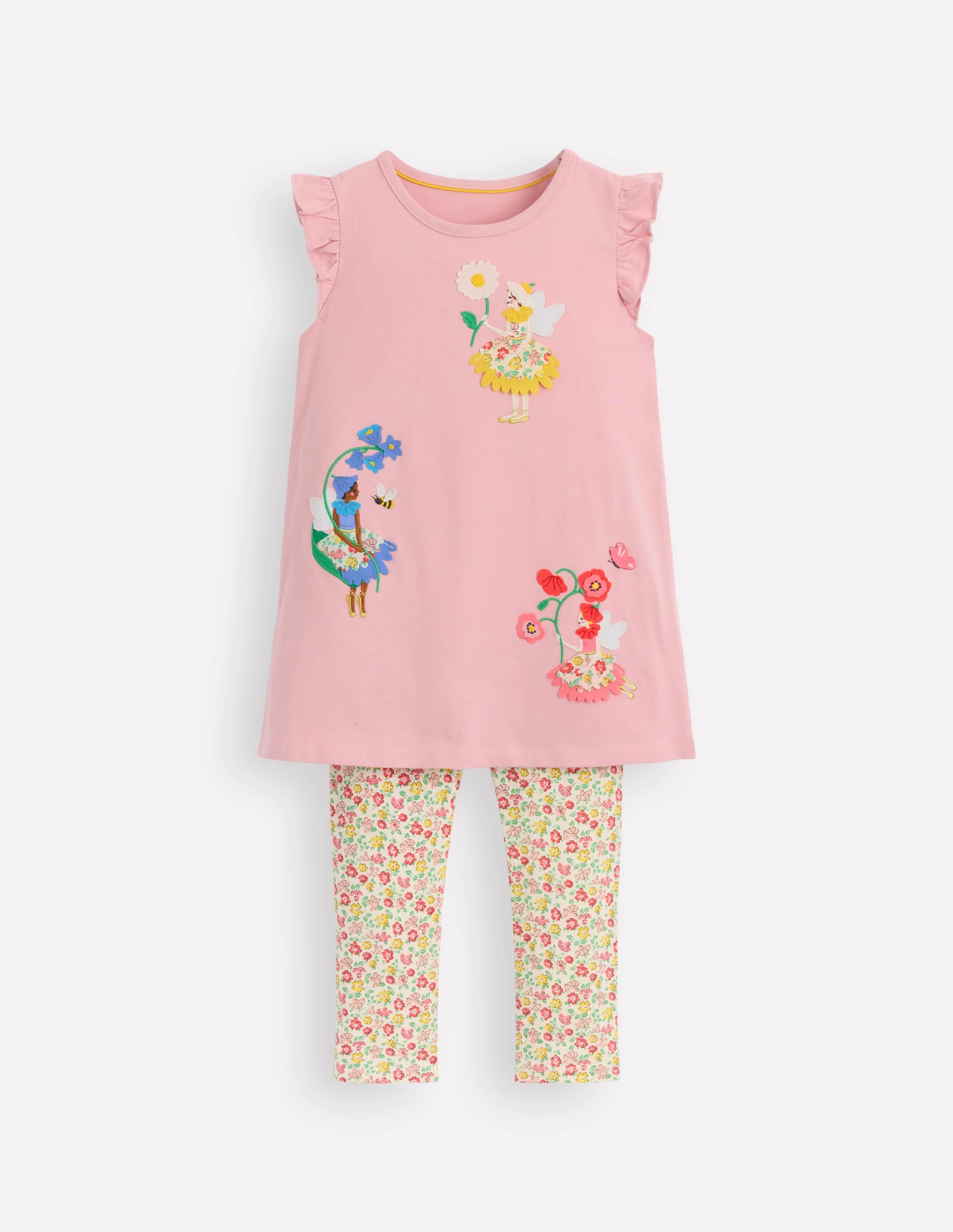 Ensemble avec tunique à manches volantées-Fées rose vintage - Image 1