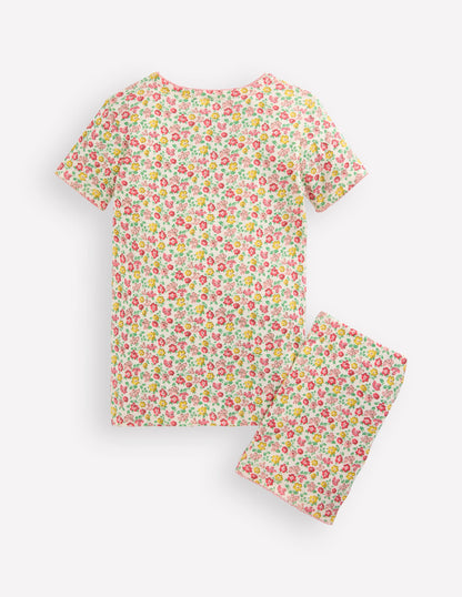 Kuscheliger, kurzer Schlafanzug-Bunt Sommer Blumenbeet