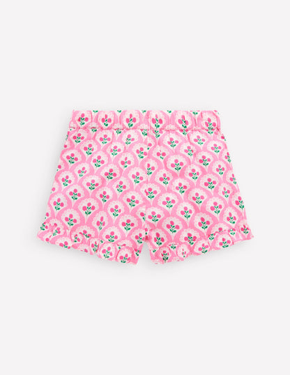 Juniper Gewebte Shorts mit Rüschen-Rosa Rose Holzblock Blumenmuster-2