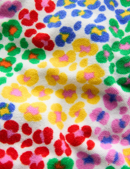 Towelling Top-Multi Rainbow Leopard