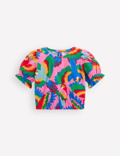 Towelling Top-Multi Rainbow Parrot