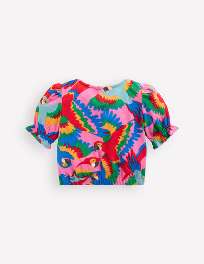 Towelling Top-Multi Rainbow Parrot