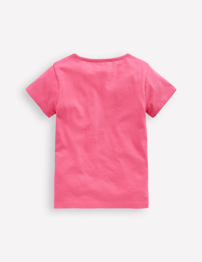 T-shirt manches courtes à appliqué-Chat rose pétale-4