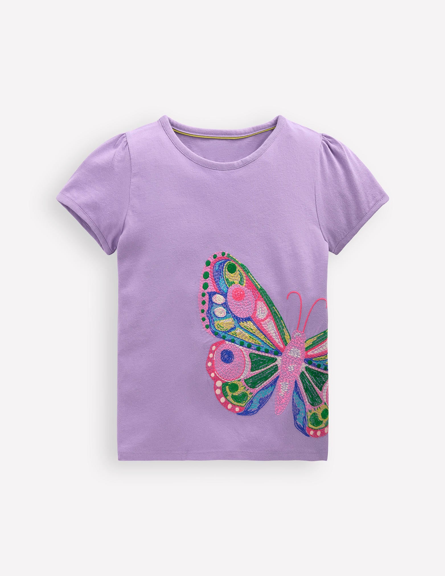 Oberteil mit Puffärmeln und Superstich-Parma-Violett Lila Schmetterling - Image 1