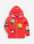 Frottee-Kapuzenjacke-Korallenorange Blumen