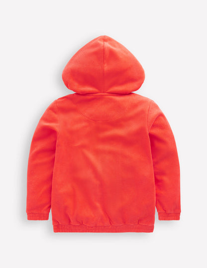 Frottee-Kapuzenjacke-Korallenorange Blumen