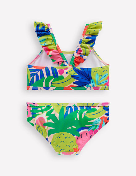 Bikini mit Rüschenträgern-Bunt, Tropische Früchte