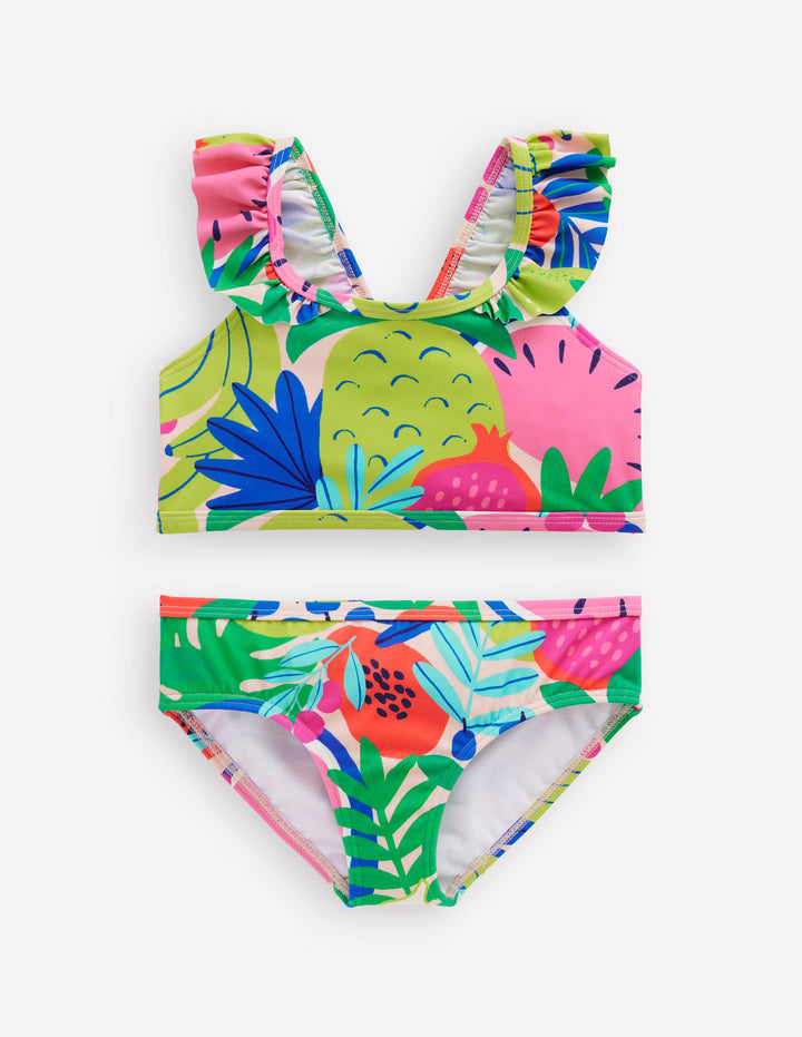 Bikini mit Rüschenträgern-Bunt, Tropische Früchte