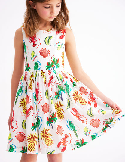 Harper Kleid mit gekreuzten Rückenträgern-Bunt, Tropisch
