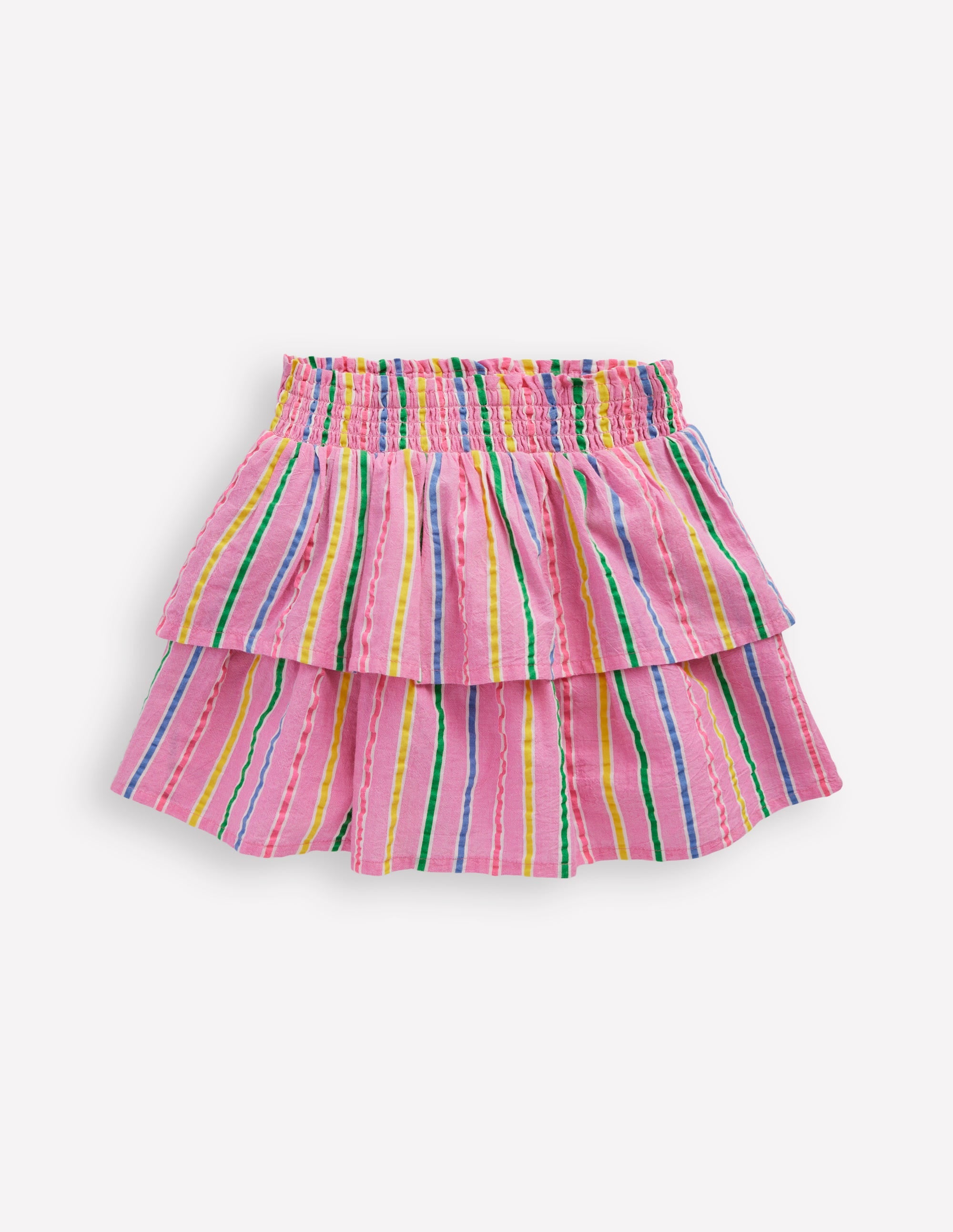 Jupe tissée à volants-Rayé multi rose - Image 1