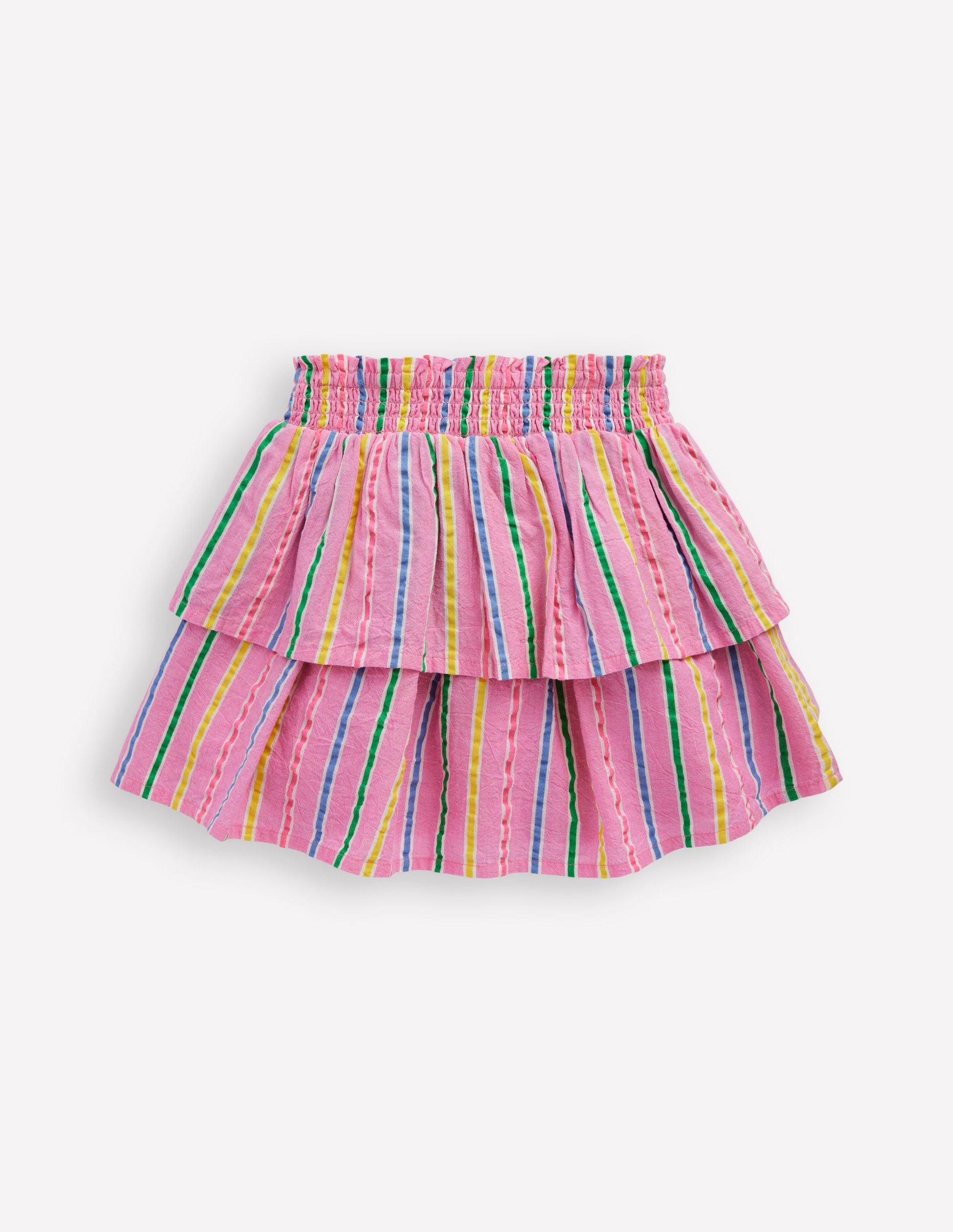 Jupe tissée à volants-Rayé multi rose-2