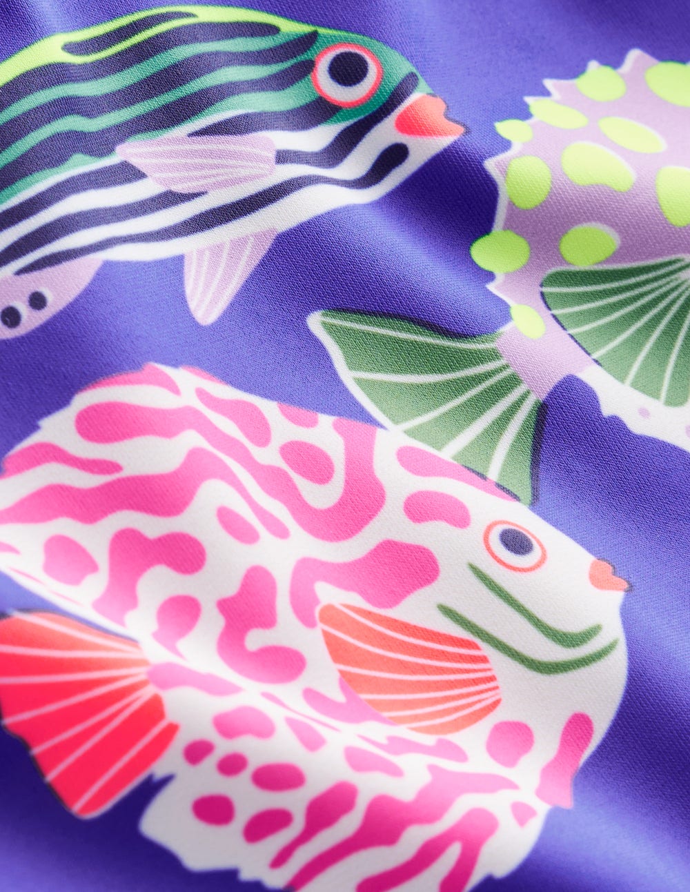 Maillot de bain imprimé croisé dans le dos-Poissons bleu héron - Image 3