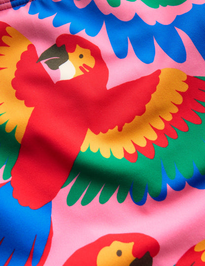 Cross-back Printed Swimsuit-Multi Rainbow Parrot