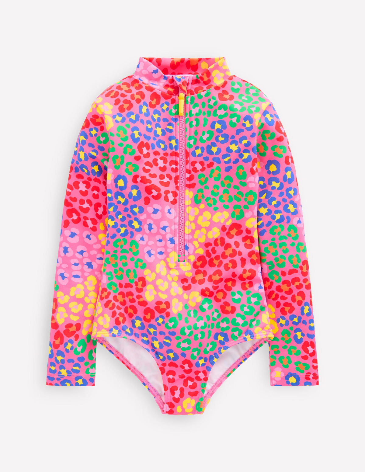 Badeanzug mit langen Ärmeln-Rosa Regenbogen Leopard - Image 1