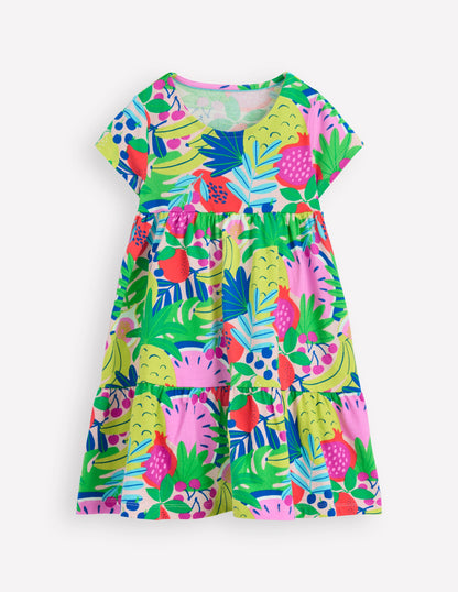 Ariel Jerseykleid zum Herumwirbeln-Bunt, Tropische Früchte
